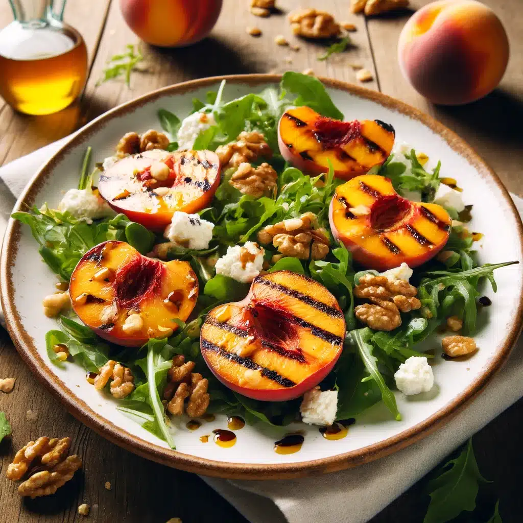 Ein Wohlgenuss: Gegrillter Pfirsich-Rucola-Salat mit Walnüssen und ...